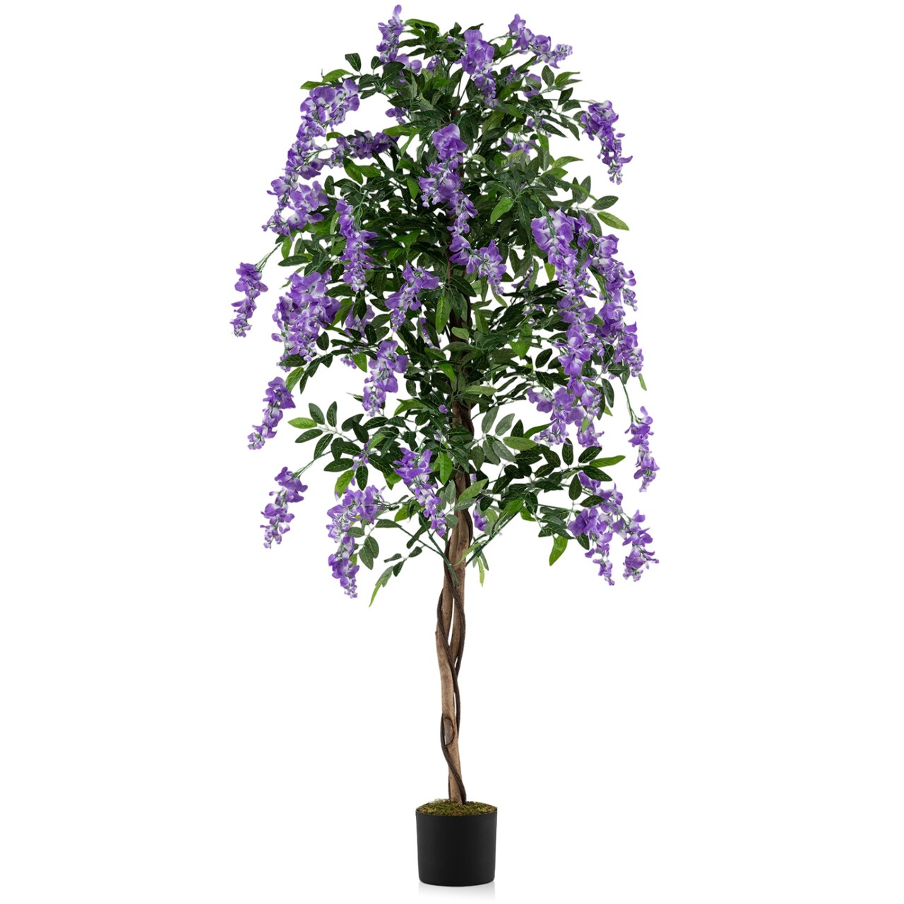 6 FT Artificial Wisteria Tree with Purple Flowers and Natural Trunk